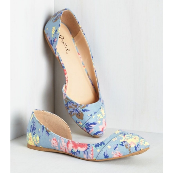 Modcloth Shoes - Modcloth Qupid d'orsay blue floral flats